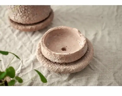 Rustic terracotta handcrafted ceramic pottery vase set living room