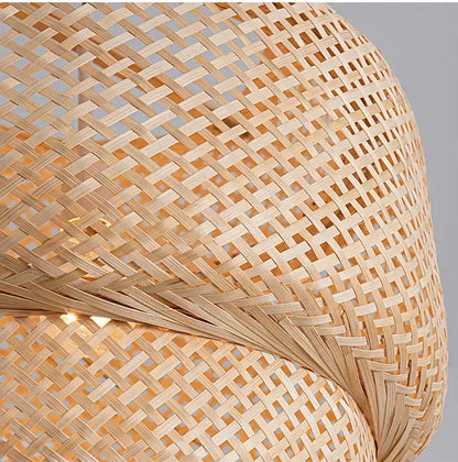 Handcrafted tiered natural bamboo pendant lamp for dining room