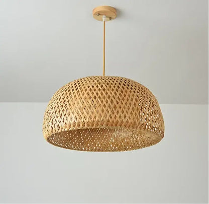 Handcrafted tiered natural bamboo pendant lamp for dining room