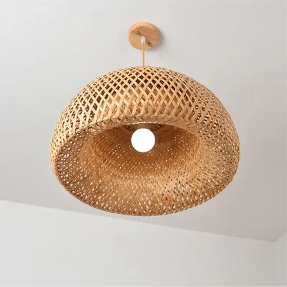 Handcrafted tiered natural bamboo pendant lamp for dining room