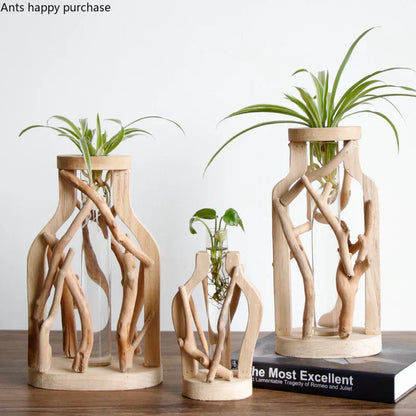 DecorBites™ Handcrafted Wooden Vase for Creative Home Decor