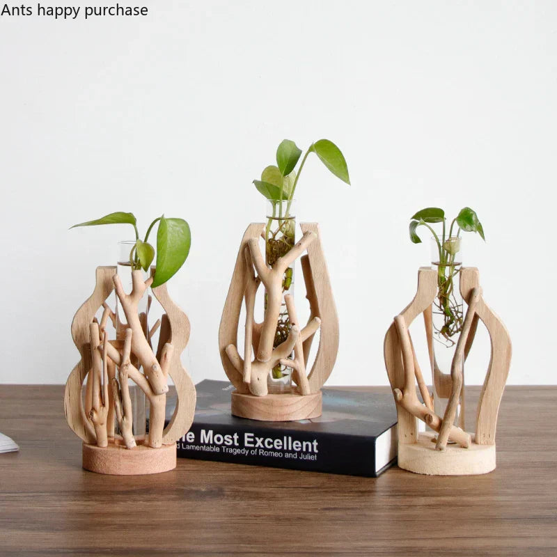 DecorBites™ Handcrafted Wooden Vase for Creative Home Decor