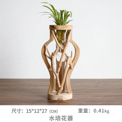 DecorBites™ Handcrafted Wooden Vase for Creative Home Decor