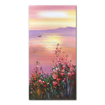 Vibrant autumn city landscape oil painting living room wall art