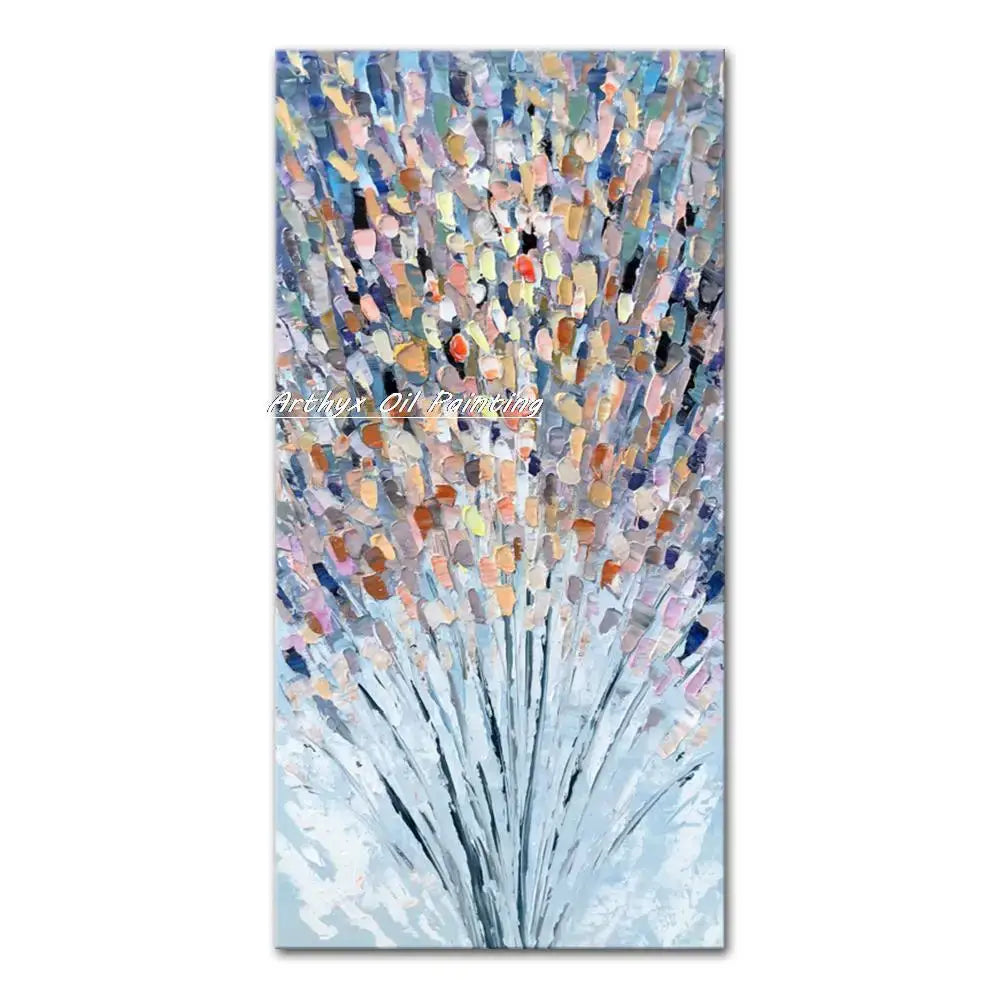 Vibrant autumn city landscape oil painting living room wall art