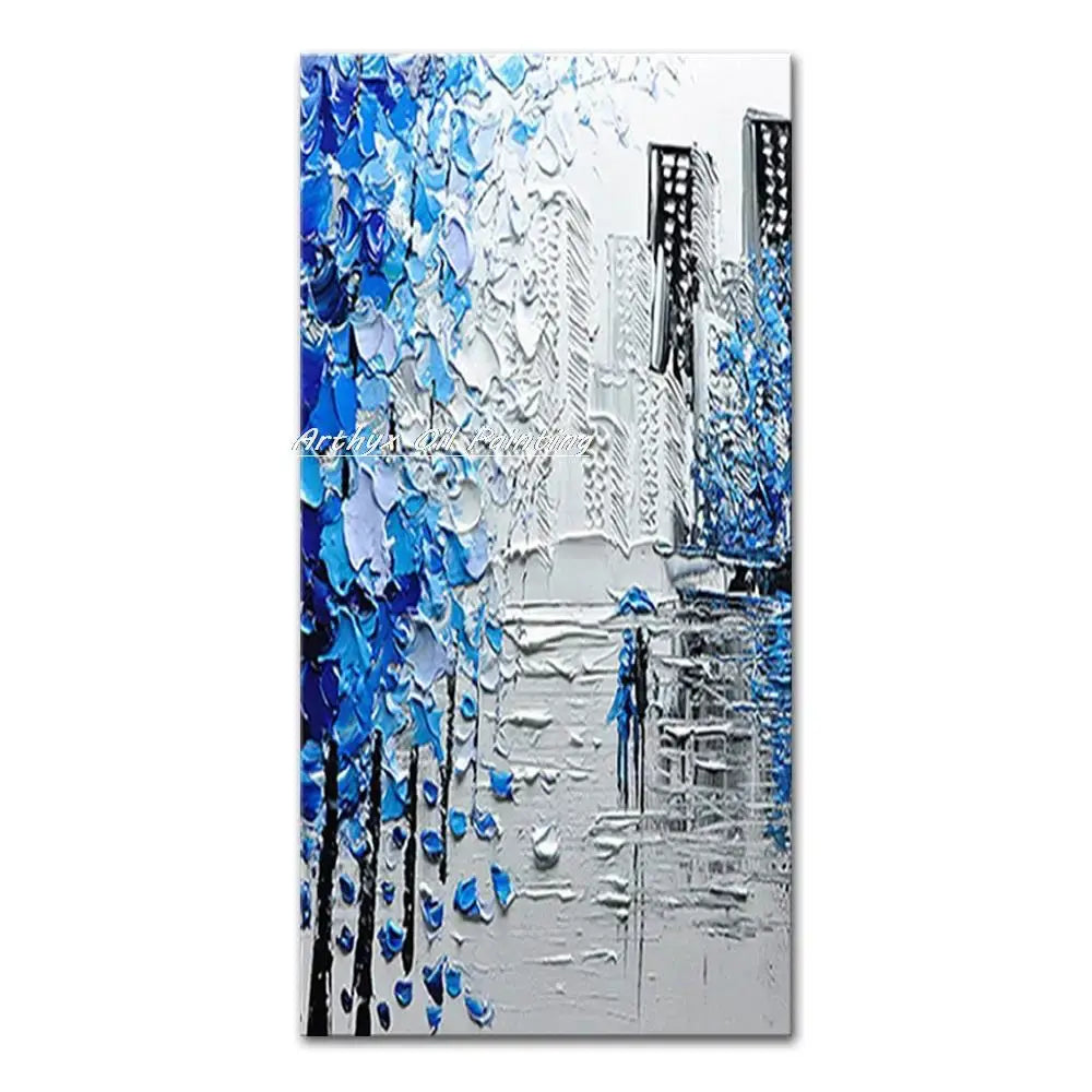 Vibrant autumn city landscape oil painting living room wall art