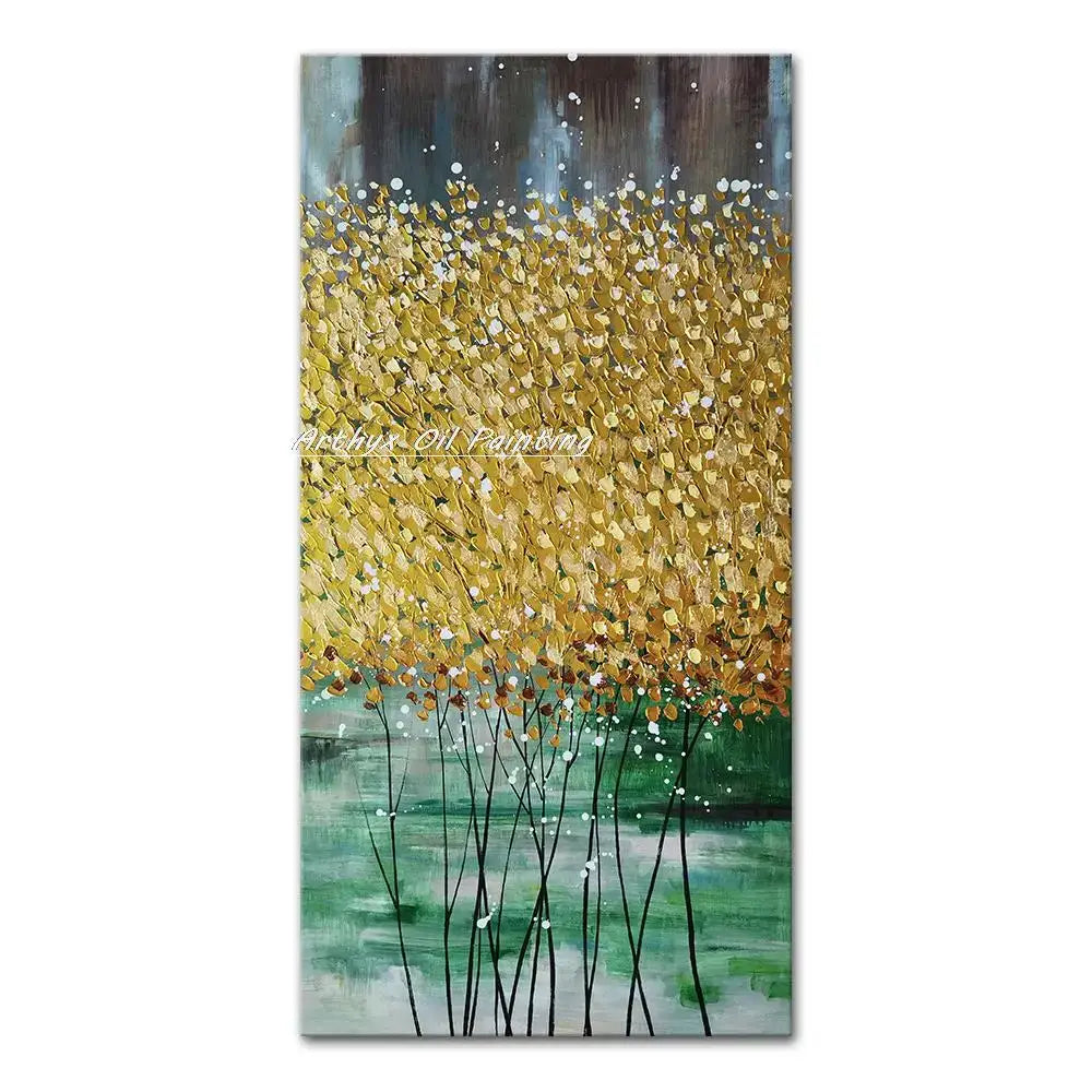 Vibrant autumn city landscape oil painting living room wall art