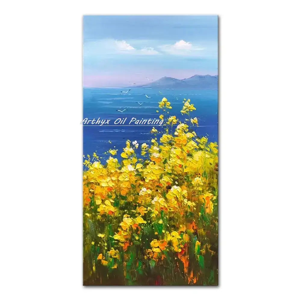 Vibrant autumn city landscape oil painting living room wall art