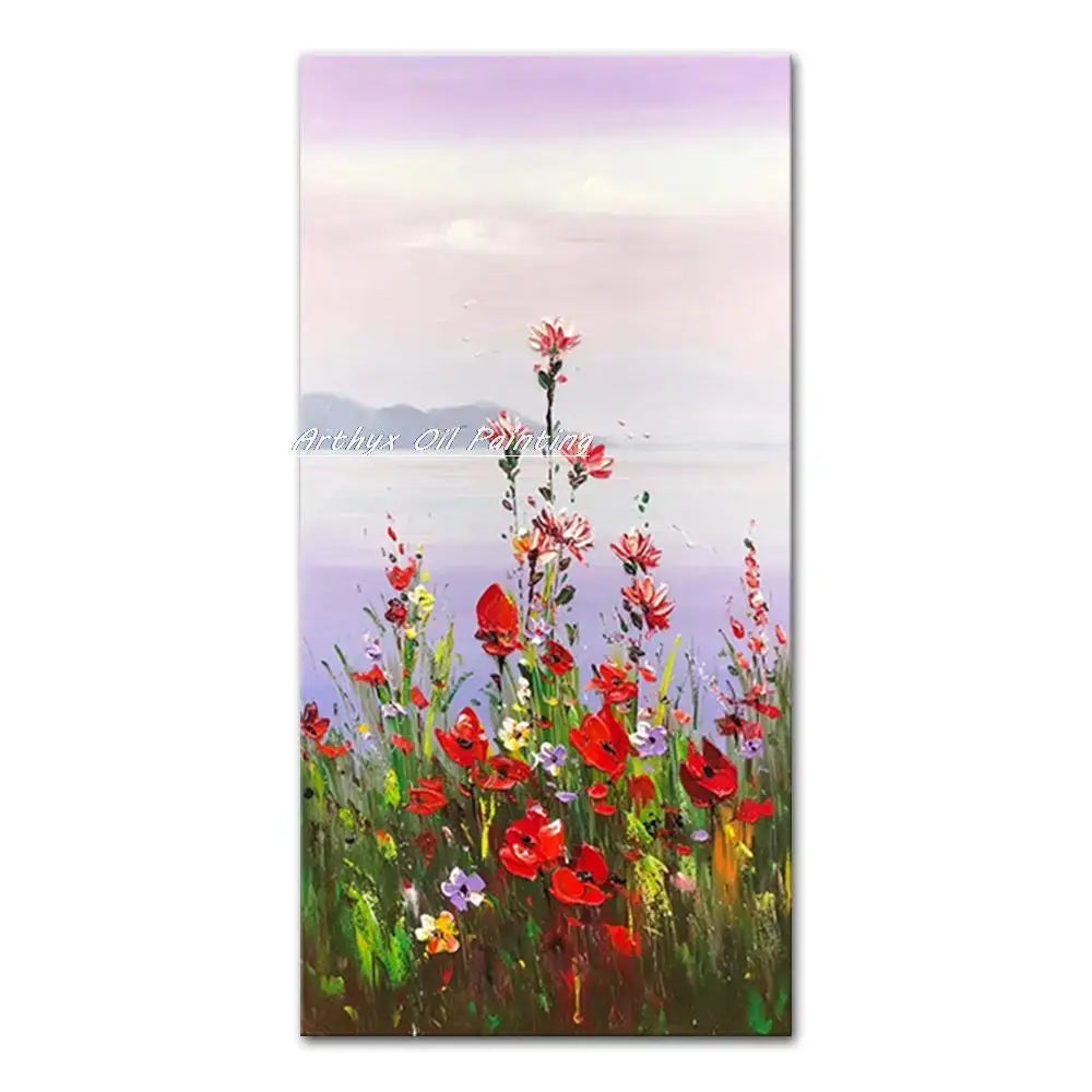 Vibrant autumn city landscape oil painting living room wall art