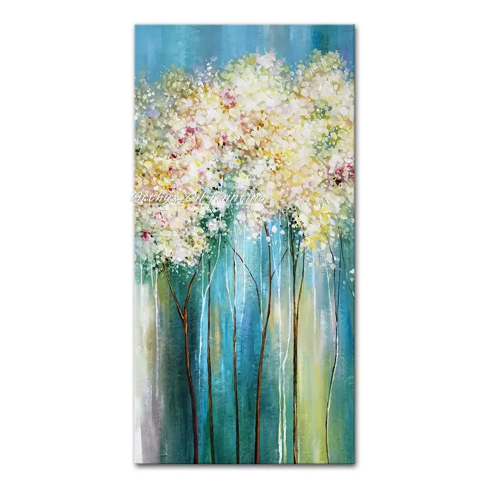 Vibrant autumn city landscape oil painting living room wall art