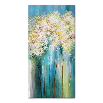 Vibrant autumn city landscape oil painting living room wall art
