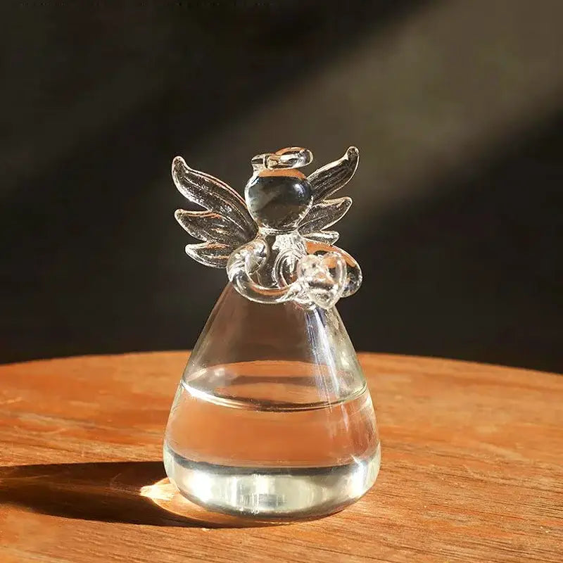 Clear glass angel vase living room home decor