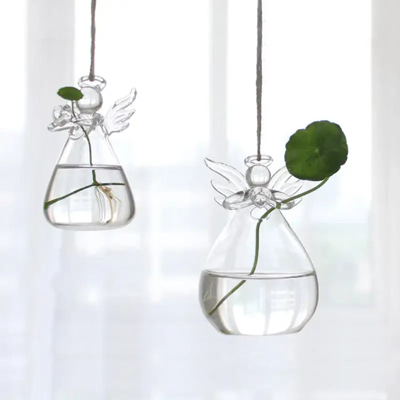 Clear glass angel vase living room home decor