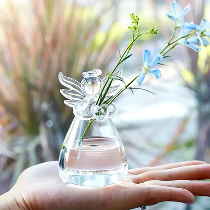 Clear glass angel vase living room home decor
