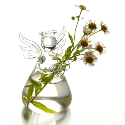 Clear glass angel vase living room home decor