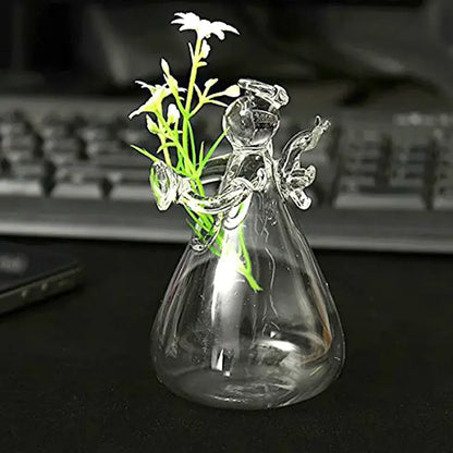 Clear glass angel vase living room home decor