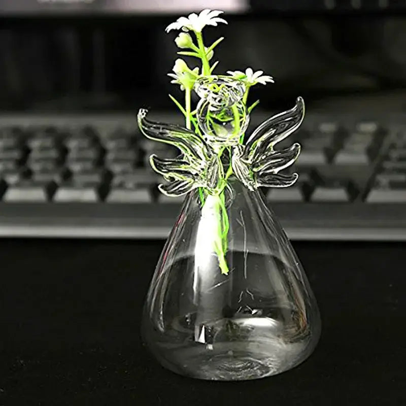 Clear glass angel vase living room home decor