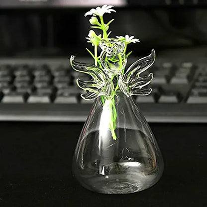 Clear glass angel vase living room home decor
