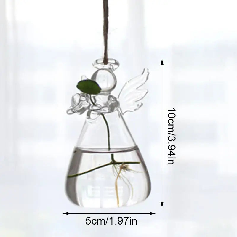 Clear glass angel vase living room home decor