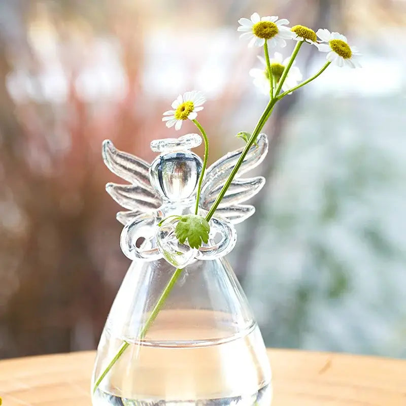 Clear glass angel vase living room home decor