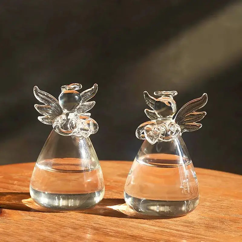 Clear glass angel vase living room home decor