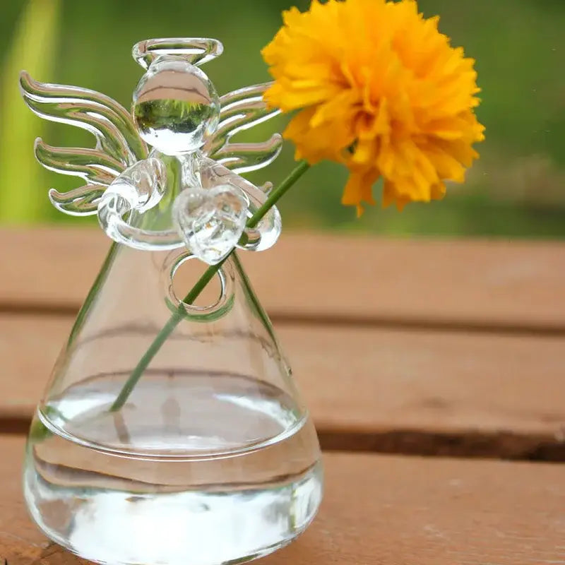 Clear glass angel vase living room home decor