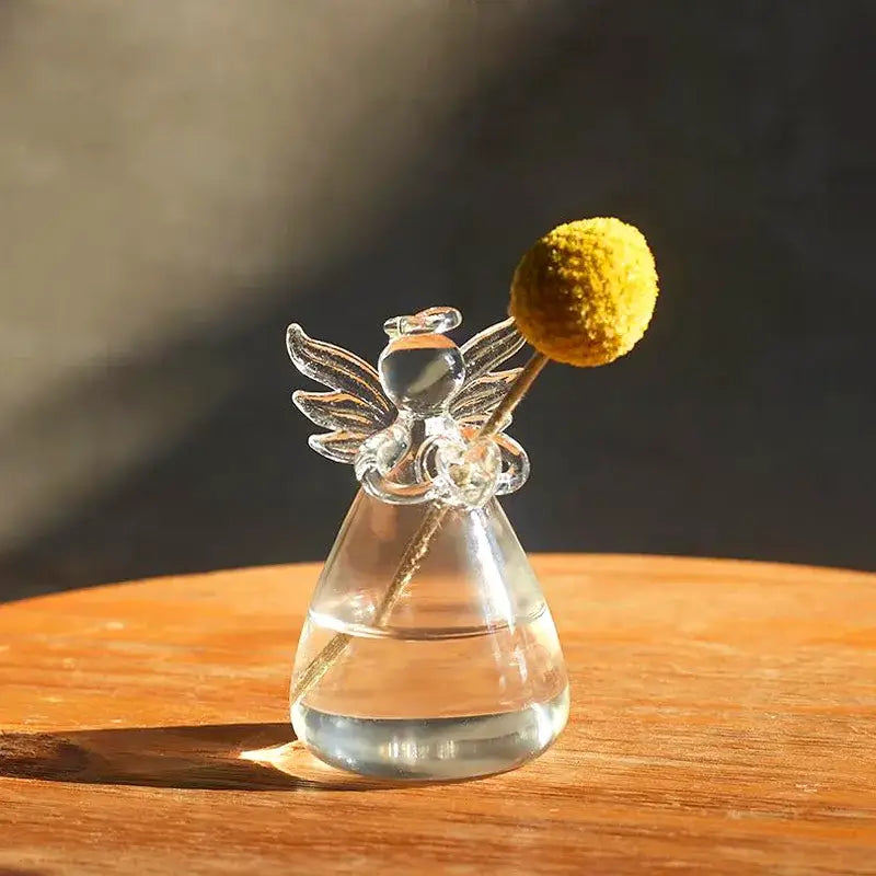 Clear glass angel vase living room home decor