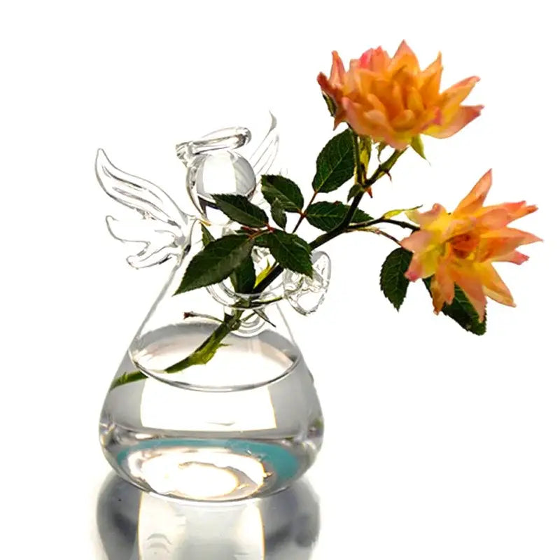 Clear glass angel vase living room home decor