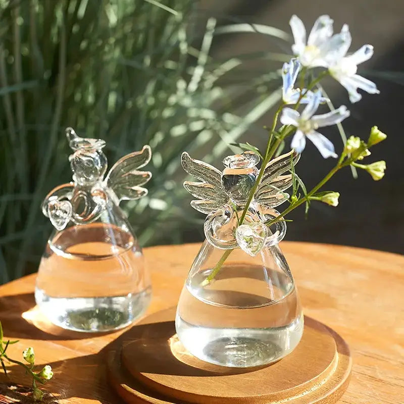 Clear glass angel vase living room home decor