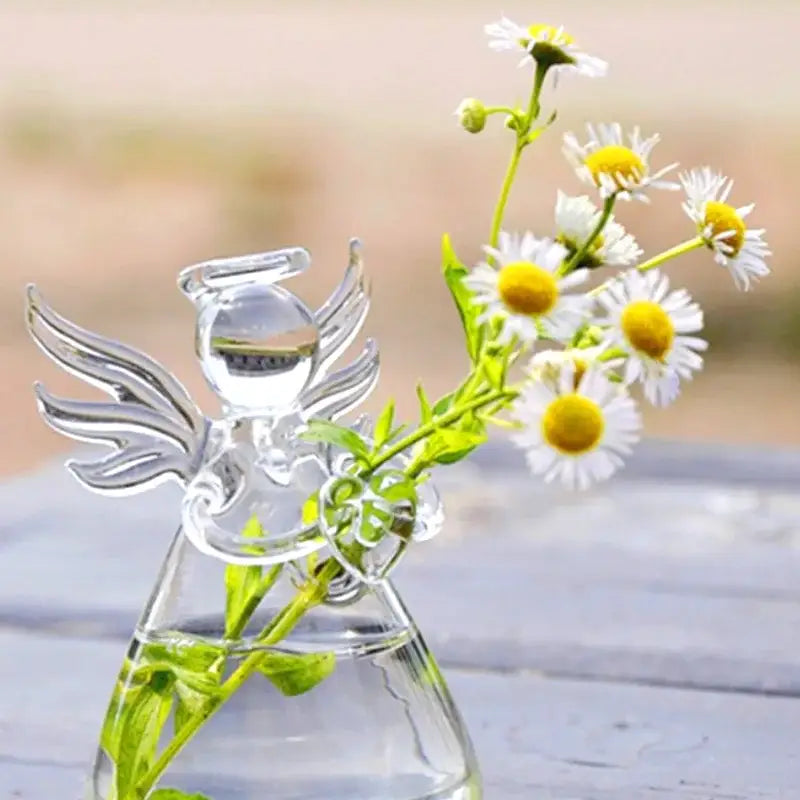 Clear glass angel vase living room home decor