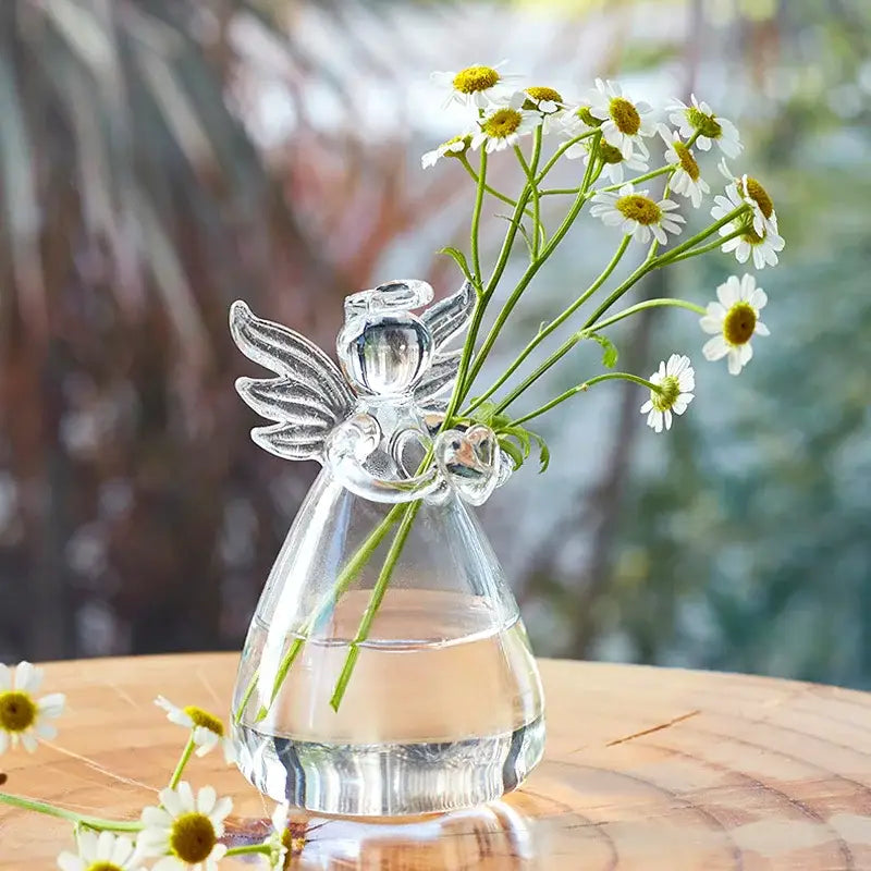Clear glass angel vase living room home decor