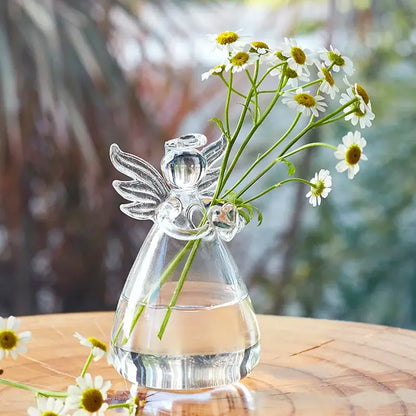 Clear glass angel vase living room home decor