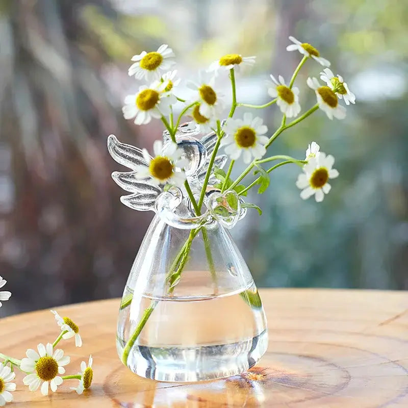 Clear glass angel vase living room home decor