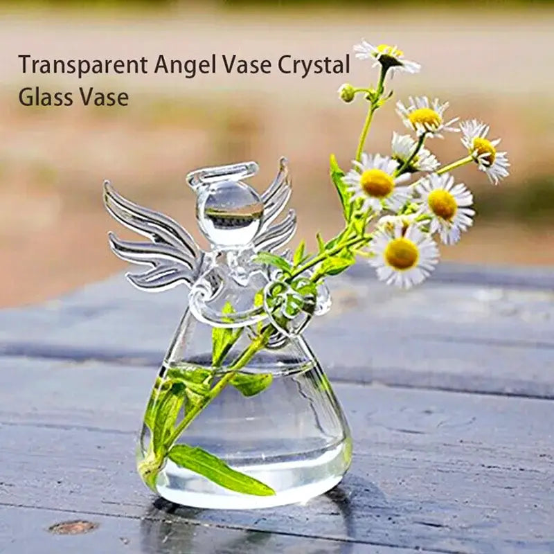 Clear glass angel vase living room home decor