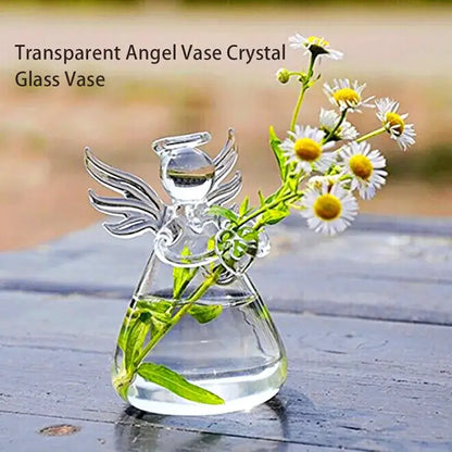 Clear glass angel vase living room home decor