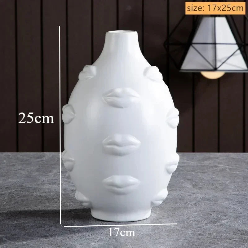 DecorBites™ Handmade Ceramic Face Vase for Home Decor