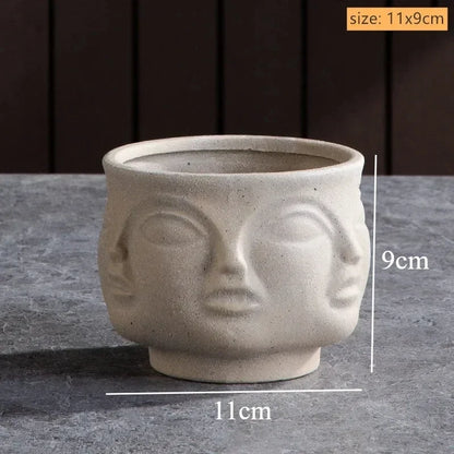 DecorBites™ Handmade Ceramic Face Vase for Home Decor