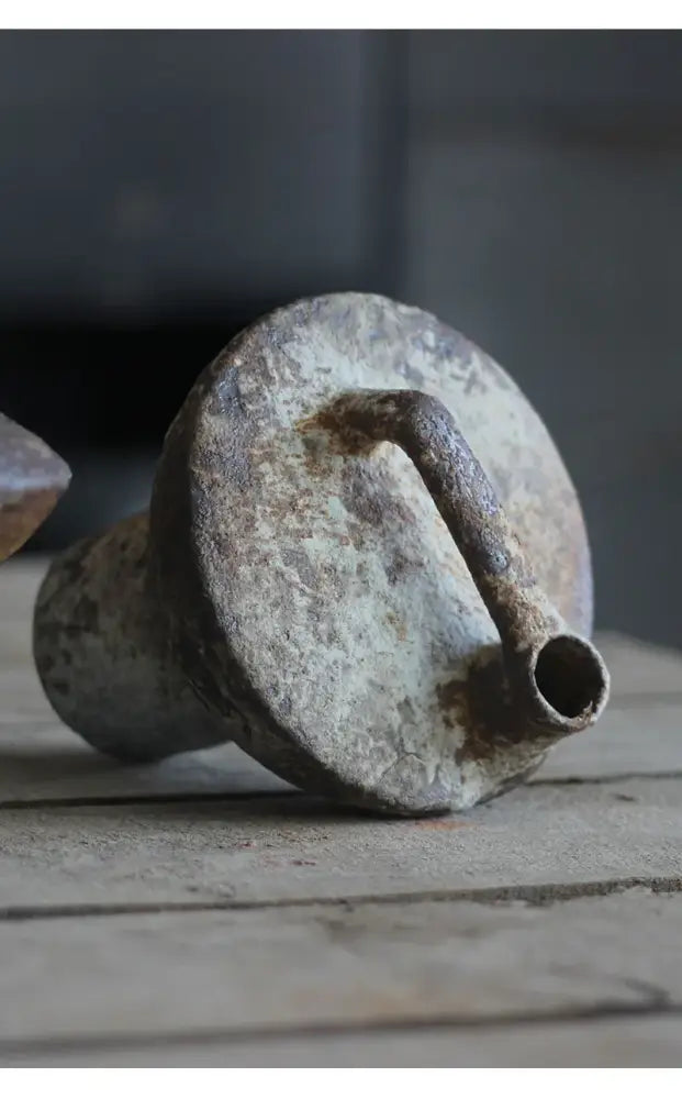 Rustic brown & gray handmade ceramic vase set living room decor