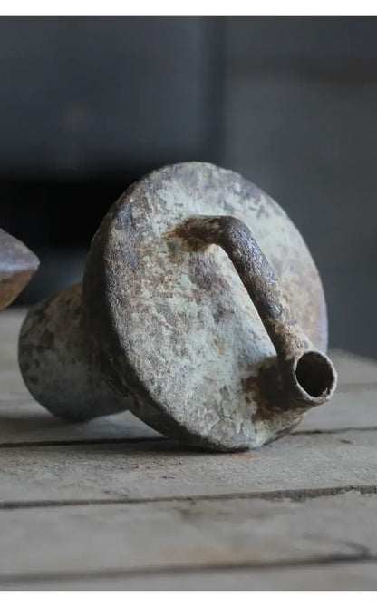 Rustic brown & gray handmade ceramic vase set living room decor