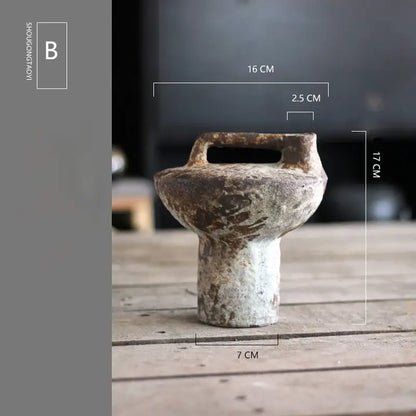 Rustic brown & gray handmade ceramic vase set living room decor