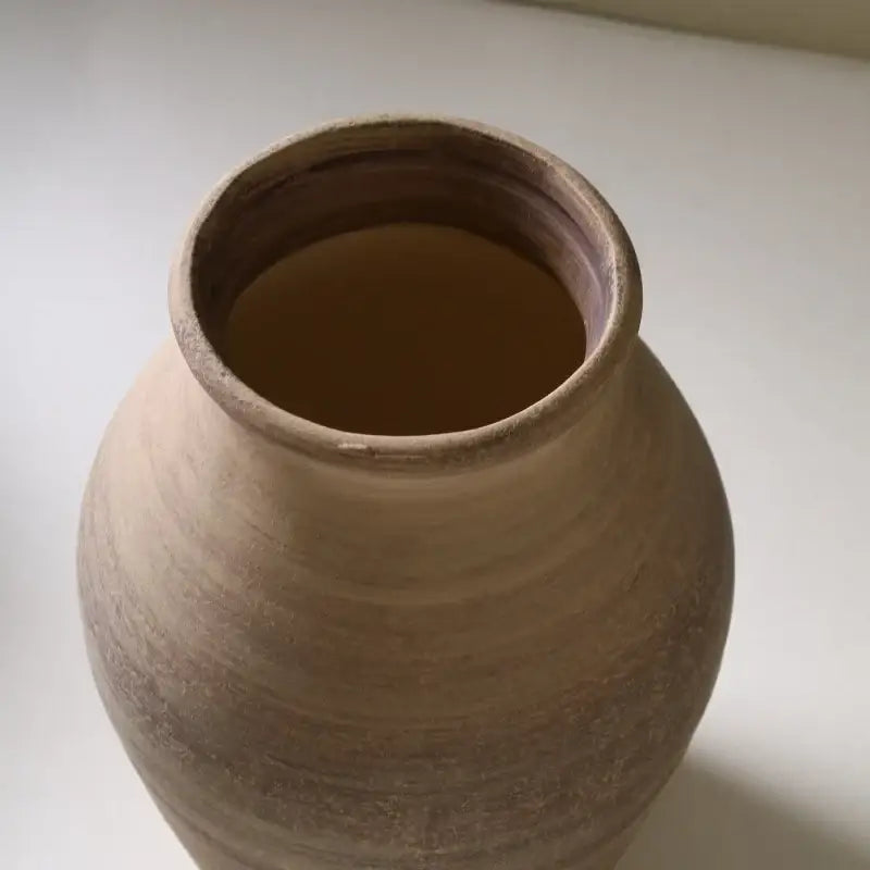 Retro handmade beige ceramic vase living room home decoration