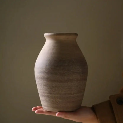Retro handmade beige ceramic vase living room home decoration