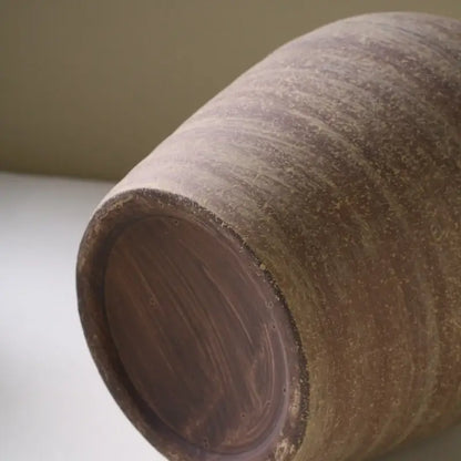 Retro handmade beige ceramic vase living room home decoration