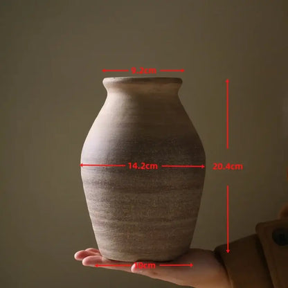 Retro handmade beige ceramic vase living room home decoration