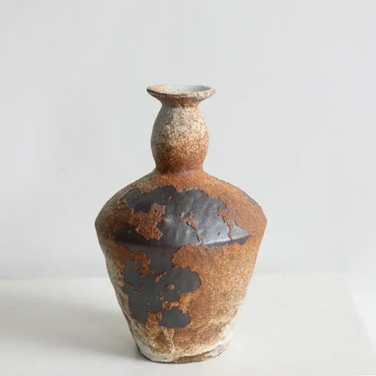 Rustic brown handmade ceramic vases living room zen decor