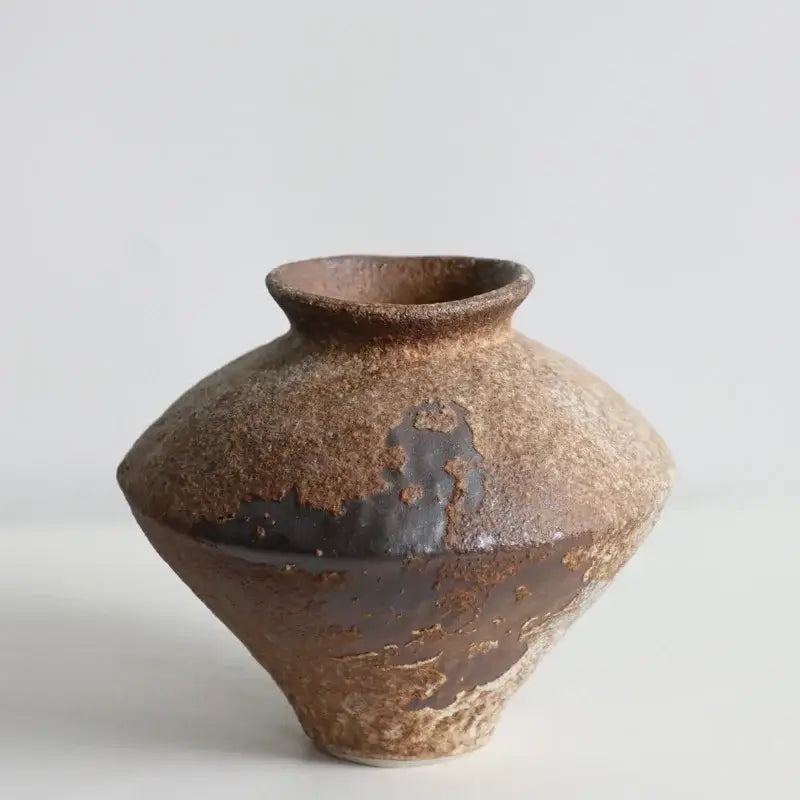 Rustic brown handmade ceramic vases living room zen decor