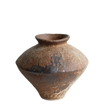 Rustic brown handmade ceramic vases living room zen decor