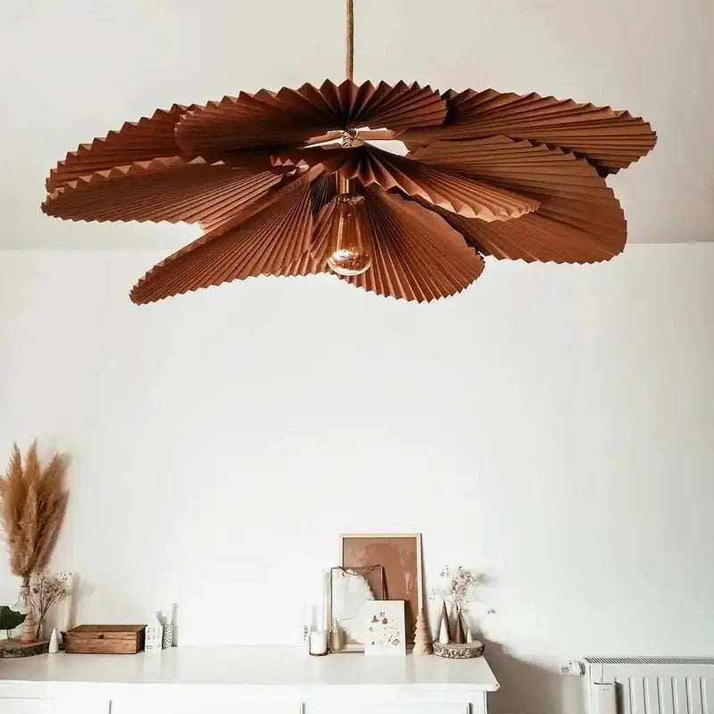 handmade floral chandelier brown wooden dining room light