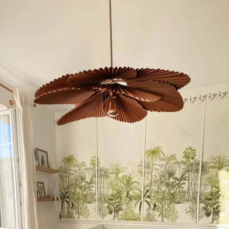 handmade floral chandelier brown wooden dining room light