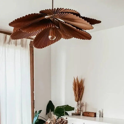 handmade floral chandelier brown wooden dining room light